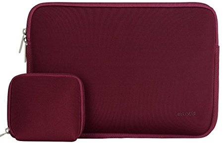 Mosiso Water Repellent Neoprene Laptop Sleeve Case Bag Cover for 11-11.6 Inch MacBook Air, Ultrabook Netbook Tablet with a Small Case, Wine Red