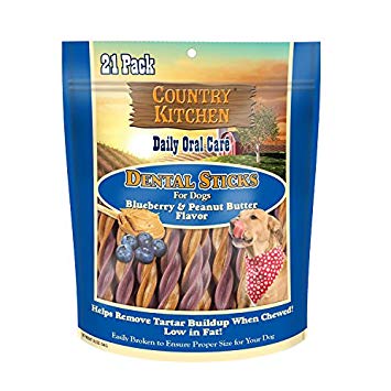 Country Kitchen Blueberry and Peanut Butter  Dental Sticks, 3.25 x 7.25 x 10-Inch