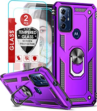 LeYi for Moto G Play 2023 Case: Moto G Pure Case & Moto G Power Case 2022 [with 2 PCS Screen Protector] Heavy Duty Military Shockproof Phone Case for Moto G Pure/G Power 2022/G Play 2023(Purple)