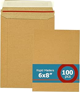 100PCS 6.5"x8.5" Photo Document Mailers Self-seal Rigid Mailers Flat Cardboard Envelopes for Cards,CDs.