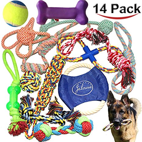 Jalousie 14 Pack Puppy Chew Dog Rope Toy Assortment for Small Medium Large Breeds