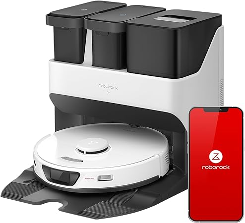 roborock S7 Max Ultra Robot Vacuum and Mop Combo, Auto Mop Drying, Auto Mop Washing, Self-Emptying, Self-Refilling, 5500Pa Suction, Reactive Tech Obstacle Avoidance, White (RockDock Ultra Series)