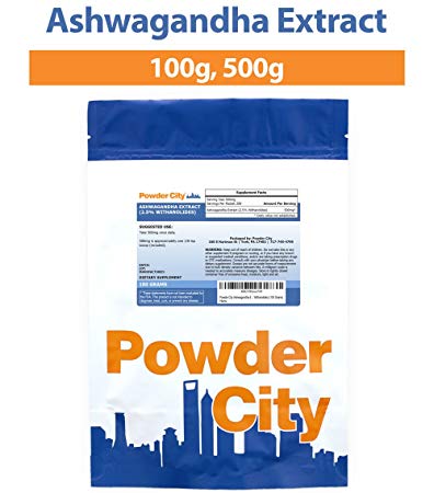 Powder City Ashwagandha Extract Bulk Powder (2.5% Withanolides) (100 Grams)