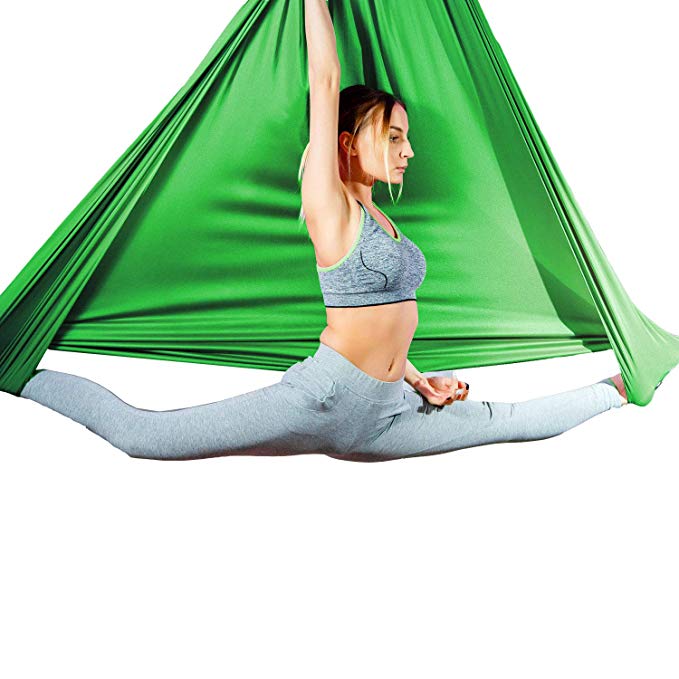 Aum Active Aerial Silks Fabric 4.5x3 Yards, for Aerial Yoga Hammock, Antigravity Yoga Trapeze, Inversion Pilates, Sensory Swing - for Ceiling Height Upto 10ft