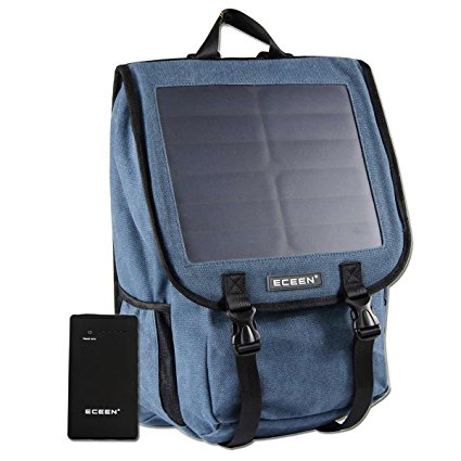 Canvans Backpack with 10W Solar Phone Charger and 10000mAh Power Battery Pack For Smart Cell Phones, Tablets, Digital Cameras,GPS etc. 5V Device. (Blue)