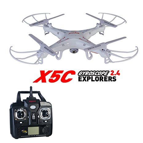 TechRC Syma X5C 2.4G 6-Axis Gyro RC Quadcopter Drone with 2.0MP HD Camera
