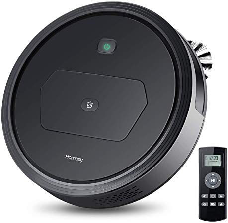 Homasy Robot Vacuum Cleaner with 1500PA Powerful Suction, Super Quiet Design and Remote Control, Self-Charging Robotic Vacuum Cleaner with HEPA Filter, 2 Side Brushes and 4 Specialized Cleaning Modes