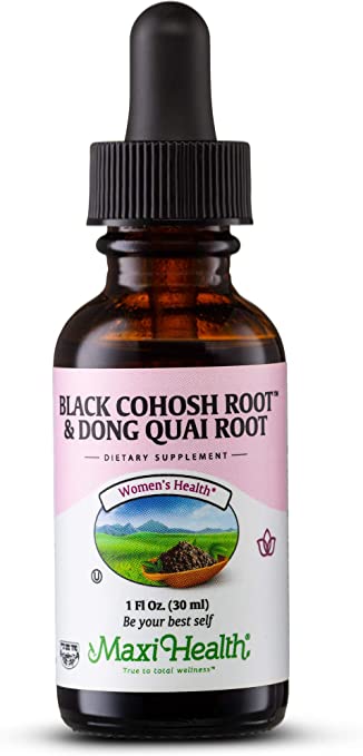 Maxi Health Black Cohosh Root and Dong Quai Root Extract - Women's Formula, 1 Fl Oz Bottle - Kosher