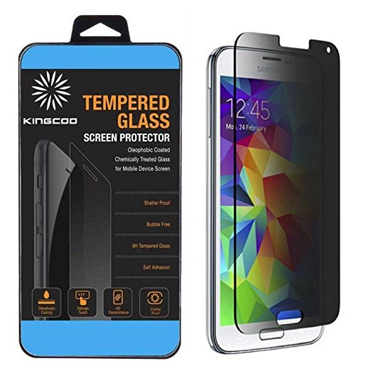 Galaxy S5 Privacy Screen Protector, KINGCOO Samsung Galaxy S5 Privacy Screen Protector Anti-Spy Tempered Glass Screen Guard - Keep Your Information Private