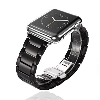 Apple Watch Band 38mm,ROTIBOX 22mm Stainless Steel Bracelet Metal Watch Band Strap With Metal Adapter Clasp,Stainless Steel Buckle Replacement Strap Wrist Band for Apple Watch & Sport & Edition Black