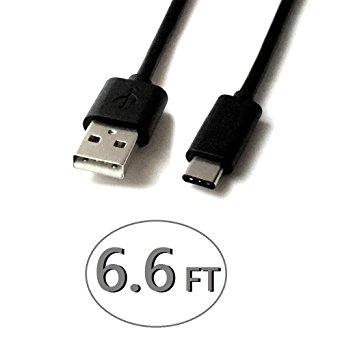 6.6 ft USB Type C (USB-C) to USB 2.0 Type A Charge and Sync Cable for Google Pixel, Pixel XL, Nexus 5X, 6P, ASUS ZenFone 3, LG V20, G5, HTC 10, Macbook, OnePlus 3 and Type-C Phone(Black-2M)