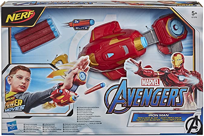 NERF Power Moves Marvel Avengers Iron Man Repulsor Blast Gauntlet NERF Dart-Launching Toy for Kids Roleplay, Toys for Children Aged 5 and Up