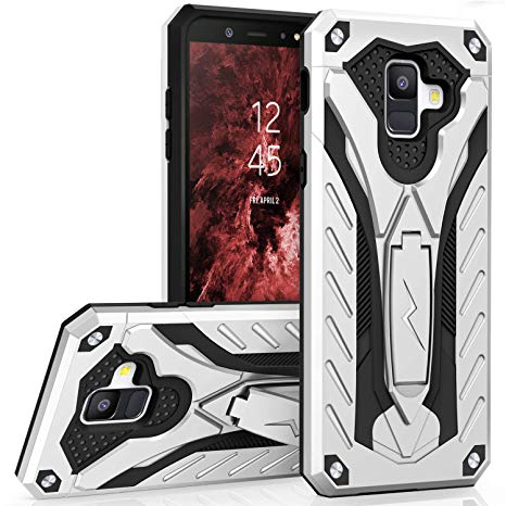 Zizo Static Series Compatible with Samsung Galaxy A6 with Built in Kickstand, Impact Resistant and Military Grade (Silver & Black)