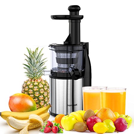 Homgeek Masticating Juicer Extractor, Slow Juicer Machine,Cold Press Juicer with Juice Jug and Cleaning Brush for High Nutritional Fruit and Vegetable Juice