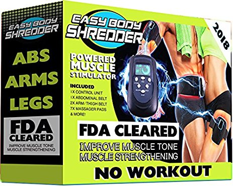 Easy Body Shredder Electric Ab Belt (2018 Version - FDA Cleared) Waist Trimming Abdominal Simulator - Flex & Contrast Your Ab Muscles Without Workout - Reduce Belly Fat and Strengthen Six Packs