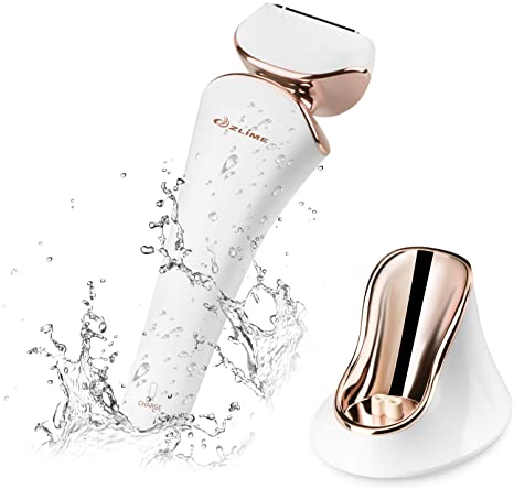 ZLiME Electric Lady Shaver Rechargeable for Women Body Hair Removal Bikini Trimmer with LED Light Wet and Dry Double Use, Gold