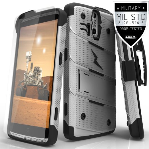 ZTE Axon Pro A1P 5200E Case, Zizo® Bolt Cover [.33mm 9H Tempered Glass Screen Protector] Included [Military Grade] Armor Case Kickstand Holster