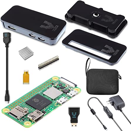 Vilros Raspberry Pi Zero 2 W Basic Starter Kit- Incudes Case, Power Supply, HDMI & USB Adapters and More (Black Case)