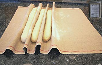 Premium Professional Bakers Couche - 100% Flax Linen Heavy Duty Proofing Cloth from Tissage Deren of France, 35x26 Inch, the Original Red Stripe Signature Couche by BrotformDotCom