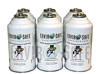 R134a Replacement Refrigerant with Dye Can 6 CANS 6 oz.