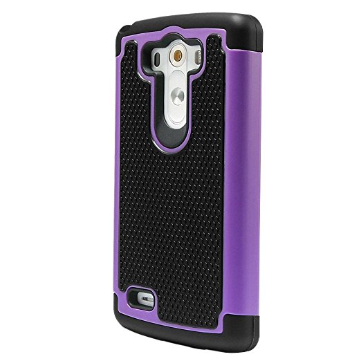 Case Cover for LG G3 - TOOGOO(R) Dual Layer Rugged Hard Hybrid Protective Case for LG G3(Purple)