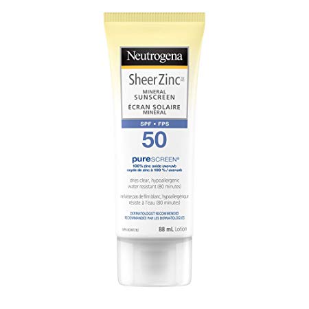 Neutrogena Suncare Face Sunscreen Spf 50, Sheer Zinc Mineral Sunscreen Lotion, Non-comedogenic, 88ml