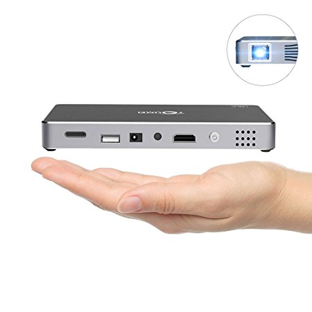 Mini Projector, Portable Pico Video DLP Projector, Android Wifi Mobile 1080P Full HD Mini Projector, Bluetooth Speaker HDMI up to 120inch Screen Outdoor LED LCD Projector Home Theater, Grey