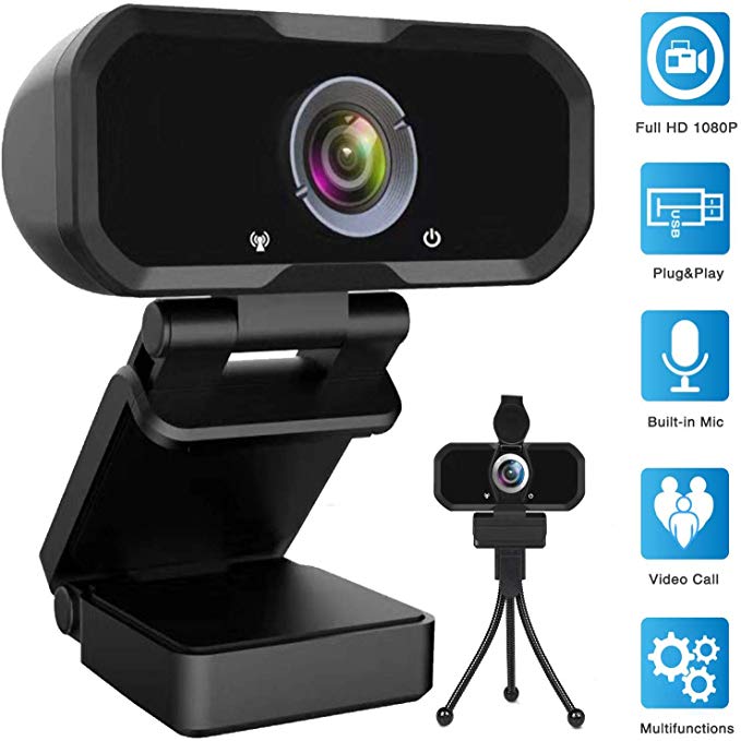 Webcam 1080p HD Computer Camera - Microphone Laptop USB PC Webcam, HD Full Gaming Computer Camera, Recording Pro Video Web Camera for Calling, Conferencing, 110-Degree Live Streaming Widescreen Webcam