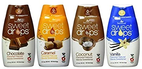 SweetLeaf Sweet Drops Flavored Stevia Sweetener 4 Flavor Variety Bundle, 1 Ea: Chocolate, Caramel, Coconut, Vanilla