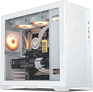 Vetroo AL-MESH-7C White Compact ATX PC Case, Front Power Supply, Top 360mm Radiator Support, Type-C & USB 3.0 I/O Panel, High-Airflow Mesh Gaming Case w/Rear 120mm Addressable RGB & PWM Fan