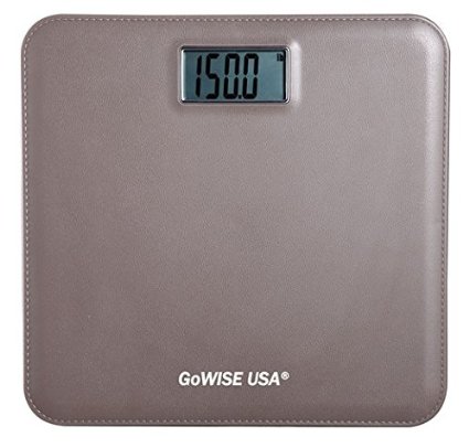 GoWISE USA GW22036 Electronic Personal Digital Scale w Step-On Techonology and Wide Platform and LCD Display 400LB Capacity Brown