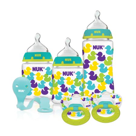 NUK Fashion Confetti Ducks Orthodontic Bottle and Pacifier Gift Starter Set
