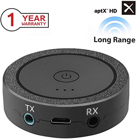 Bluetooth Transmitter and Receiver, 2-in-1 aptX Low Latency 3.5mm Bluetooth 4.1 Wireless Stereo Audio Adapter for Home TV, PC, Headphones, Speaker, Car