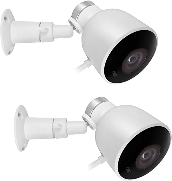 HOLACA Compatible for Nest Cam Wall Mount Versatile Aluminum Bracket Compatible for Nest Cam Outdoor Security Camera (White-Aluminum,2 Pack)