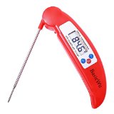 BasicWu Cooking Thermometer Instant-Read Thermometer With Foldable Probe for Grill BBQ Baking Candy Meat and All Food Red