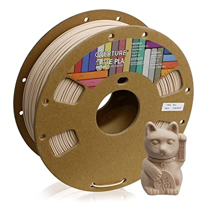 OVERTURE PLA Matte Filament 1.75mm, Matte PLA Roll 1kg Cardboard Spool (2.2lbs), Dimensional Accuracy  /- 0.03 mm, Fit Most FDM Printer (Skin)