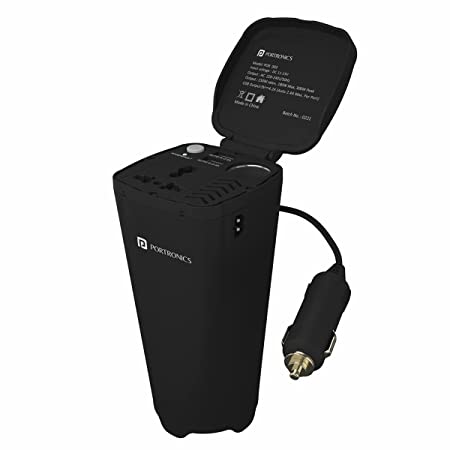 Portronics CarPower One Portable 150W Car Power Inverter with 220V Output with Dual USB Output(POR-003, Black)