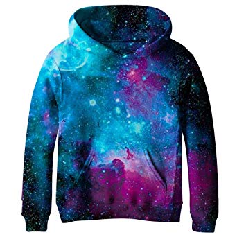 SAYM Teen Boys' Galaxy Fleece Sweatshirts Pocket Pullover Hoodies 4-16Y