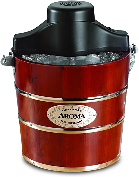 Aroma Housewares 4-Quart Traditional Ice Cream Maker, Fir Wood