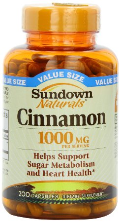 Sundown Naturals Cinnamon 1000 mg, 200 Capsules