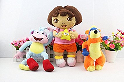 Dora the Explorer Girl & Monkey & Swiper Fox Soft Plush Stuffed Animals Doll Kids Toys 3pcs/set
