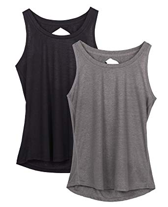 icyzone Yoga Tops Activewear Workout Clothes Open Back Fitness Racerback Tank Tops for Women