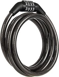 BRINKS 5 ft Bike Lock Cable with Preset Combination, Vinyl Covered for Outdoor Use