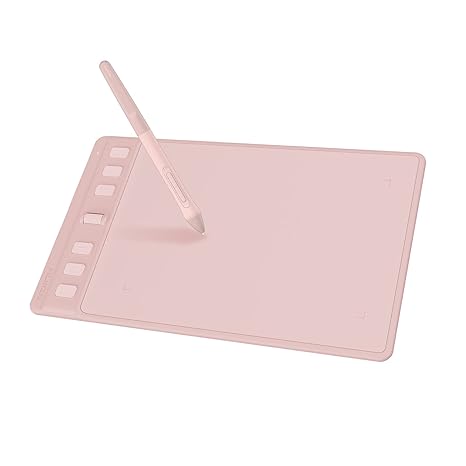 2023 HUION Inspiroy 2 Small Drawing Tablet with Scroll Wheel 6 Customized Keys Battery-Free Stylus for Digital Art, Design, Sketch, 6x4inch Graphics Tablet Works with Mac, PC & Moible, Pink