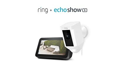 Spotlight Cam Wired (White) Bundle with Echo Show 5 (2nd Gen)