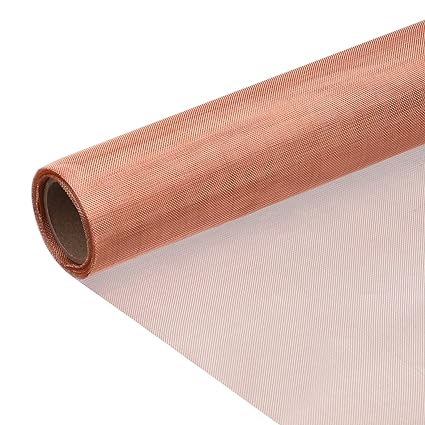 uxcell Copper Mesh Screen 12" x 118", 40 Mesh Copper Screen, Woven Wire Mesh Screen for Dense Filter, Fabric DIY Kit, Window Protection, 99.9% Pure Copper