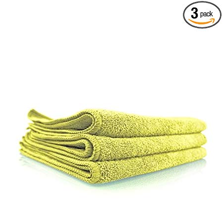 Chemical Guys MICMYELLOW03 Workhorse Professional Grade Microfiber Towel, Yellow (16 in. x 16 in.) (Pack of 3)