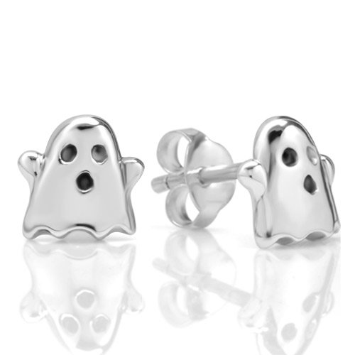 925 Sterling Silver Tiny Boo Ghost 9 mm Post Stud Earrings