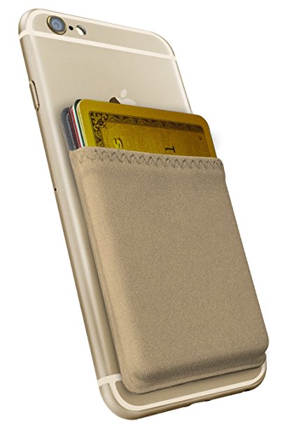 Silk Stick-on Phone Wallet - Sidecar Slim Expandable Credit Card Pocket - Fits iPhone and Android (Champagne Gold)