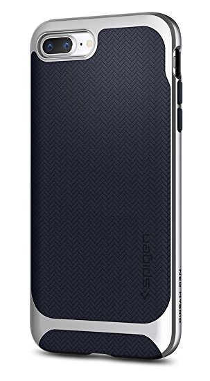 Spigen Neo Hybrid Herringbone iPhone 8 Plus Case / iPhone 7 Plus Case with Hard Bumper Frame for Apple iPhone 8 Plus (2017) / iPhone 7 Plus (2016) - Satin Silver